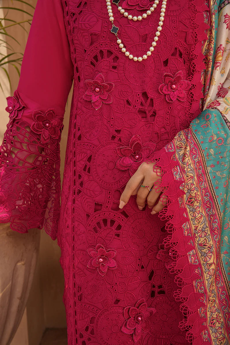 Rang Rasiya Premium Unstitched 3 Piece Embroidered Lawn Suit D-08 RUBELLITE - Luxury Summer Collection D & M COLLECTION AND NIZAMI JEWELRY