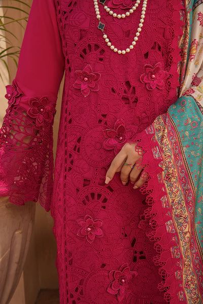 Rang Rasiya Premium Unstitched 3 Piece Embroidered Lawn Suit D-08 RUBELLITE - Luxury Summer Collection D & M COLLECTION AND NIZAMI JEWELRY