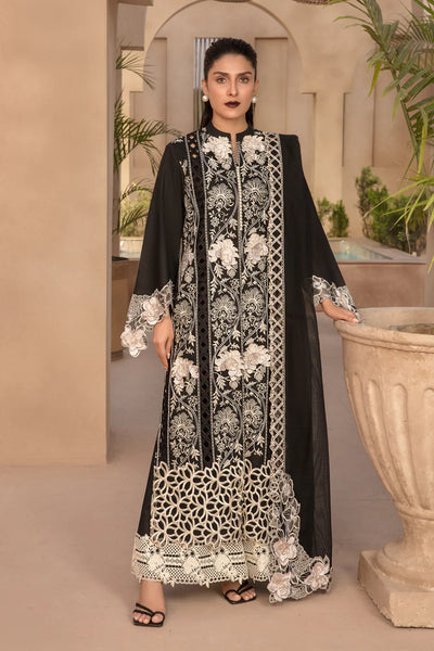 Rang Rasiya Premium Unstitched 3 Piece Embroidered Lawn Suit D-09 EBONY - Luxury Summer Collection D & M COLLECTION AND NIZAMI JEWELRY