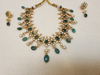 Made on 6 Carat Gold, Real Emerald, Real Pearls and Moissanite Stones S-75