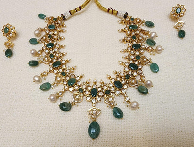 Made on 6 Carat Gold, Real Emerald, Real Pearls and Moissanite Stones S-75