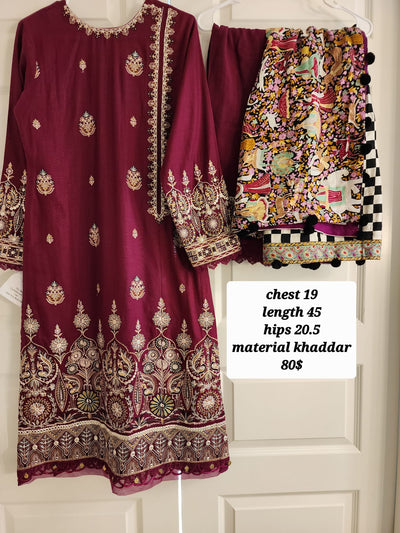 Sahel By Zaha Stitched 3 Piece Embroidered Khaddar Suit ZKS21S ZW2-21-11 ANAYEL - Winter Collection