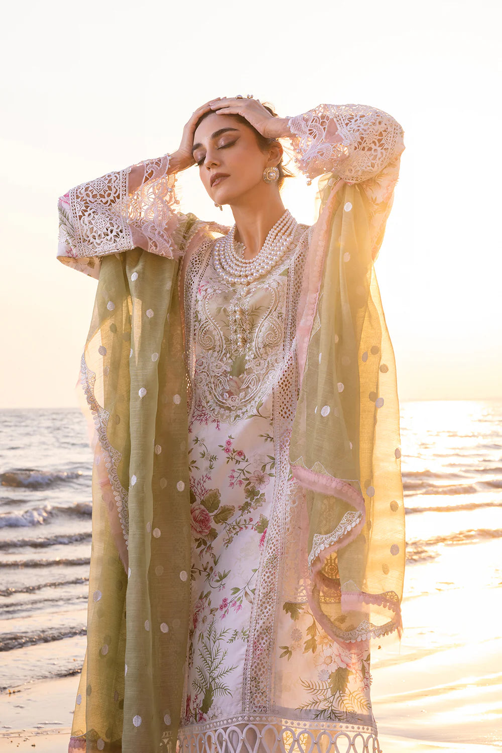 Saira Rizwan Stitched 3 Piece Embroidered Lawn Suit SR24LL Akoya - Luxury Collection