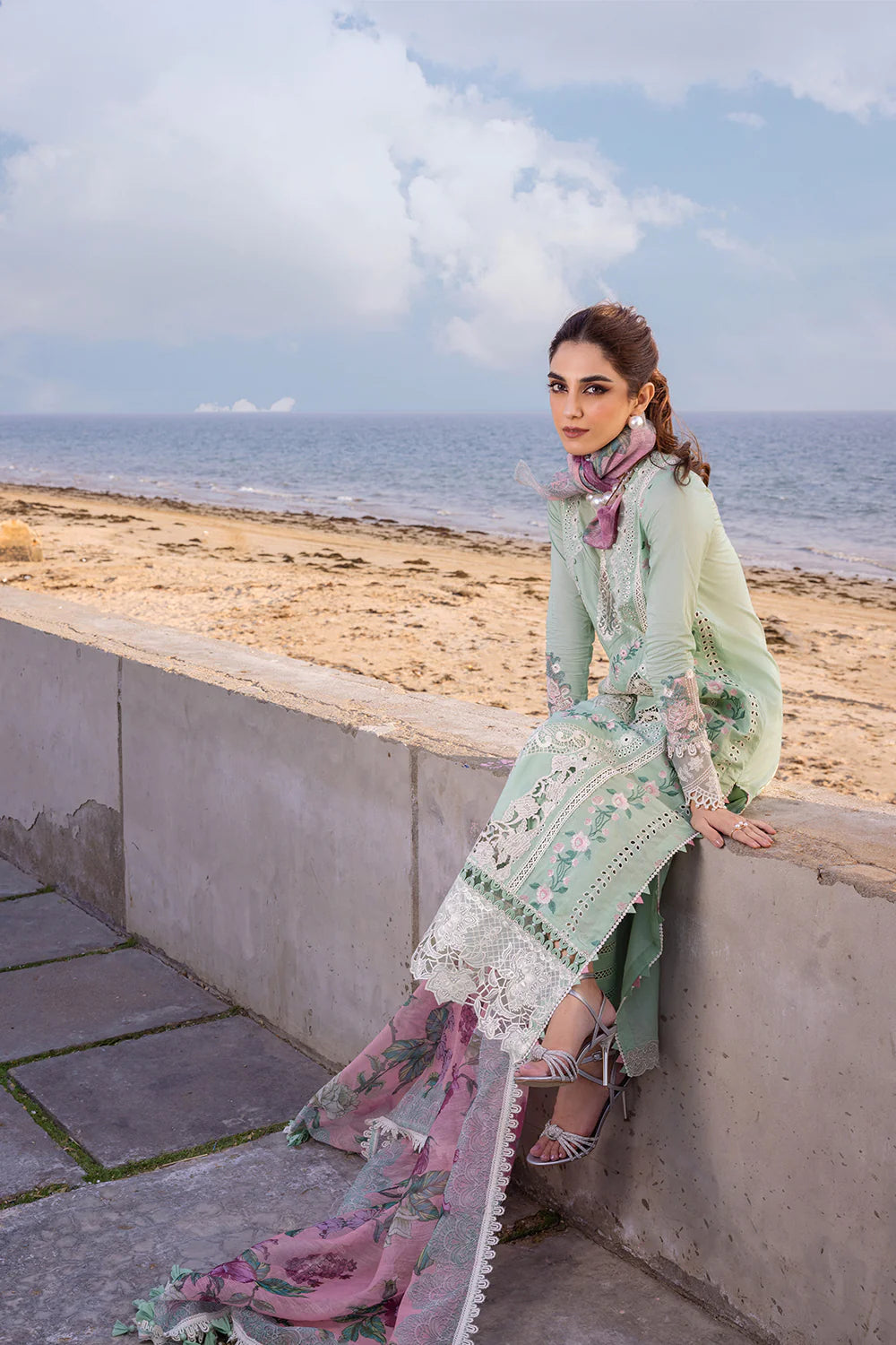 Saira Rizwan Stitched 3 Piece Embroidered Lawn Suit SR24LL Keshi - Luxury Collection