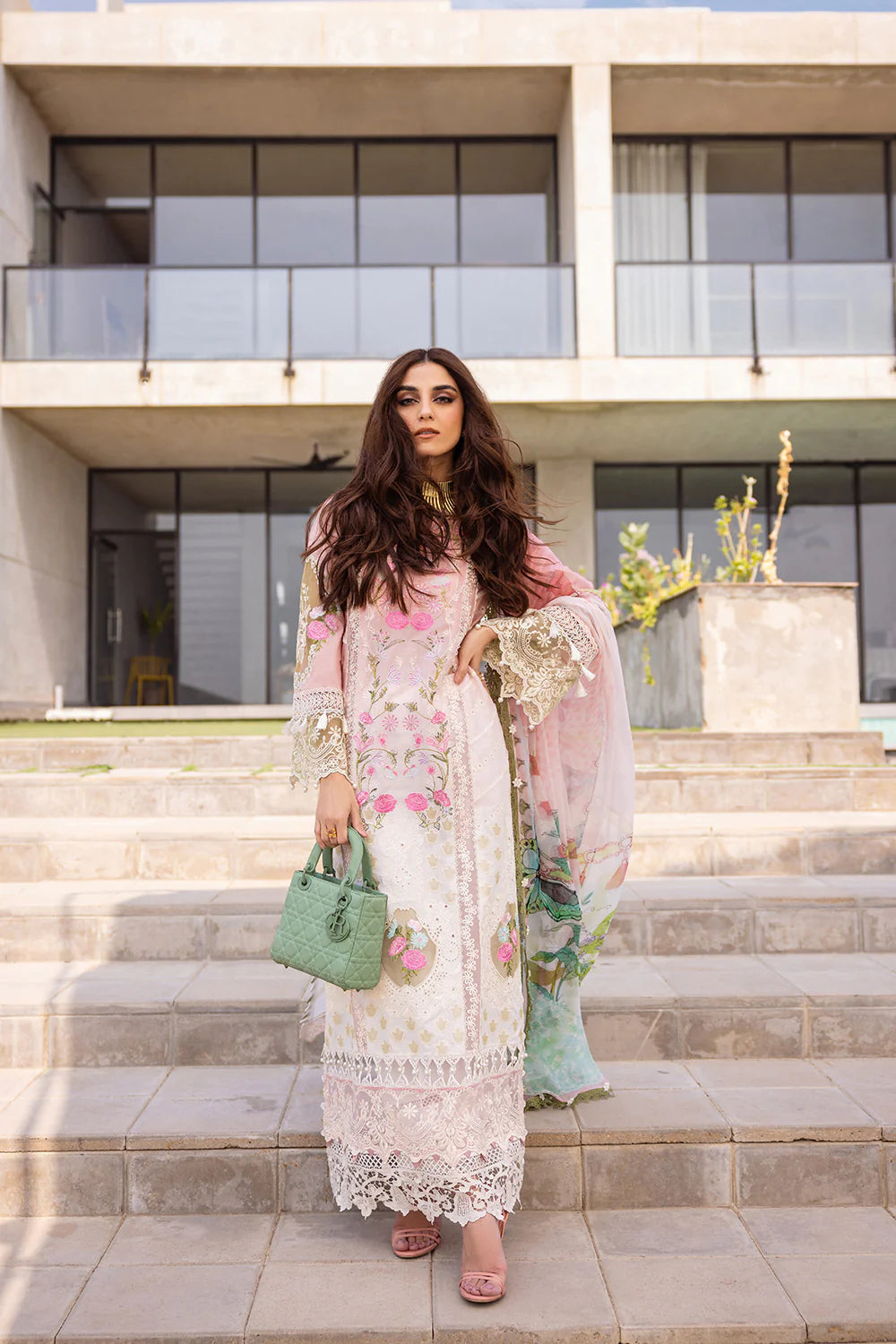 Saira Rizwan Stitched 3 Piece Embroidered Lawn Suit SR24LL Laurel - Luxury Collection