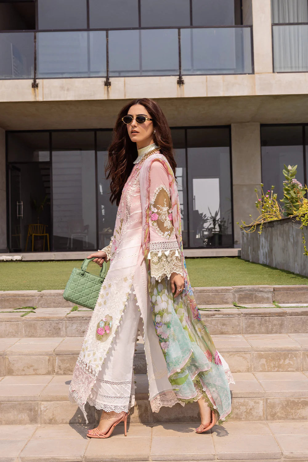 Saira Rizwan Stitched 3 Piece Embroidered Lawn Suit SR24LL Laurel - Luxury Collection