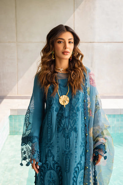 Saira Rizwan Stitched 3 Piece Embroidered Lawn Suit SR24LL Sapphire - Luxury Collection