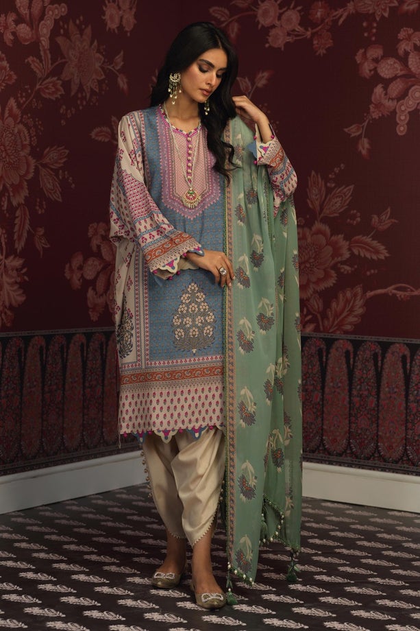 Sana Safinaz Stitched 3 Piece Eid Capsule ‘ 22 | 6B - Luxury Summer Collection D & M COLLECTION AND NIZAMI JEWELRY