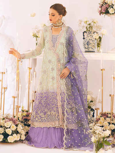 Sawariya By Roheenaz Luxury Kalidaar Unstitched 4 Piece Embroidered Chiffon Suit - RUNCH230104 - Luxury Chiffon Collection 2023 D & M COLLECTION AND NIZAMI JEWELRY