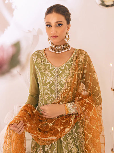 Sawariya By Roheenaz Luxury Kalidaar Unstitched 4 Piece Embroidered Chiffon Suit - RUNCH230105 - Luxury Chiffon Collection 2023 D & M COLLECTION AND NIZAMI JEWELRY