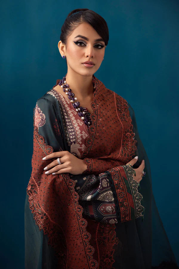 Secretoria By Nureh Unstitched 3 Piece Embroidered Silk Suit NU24SS S-12 Daphne - Festive Collection