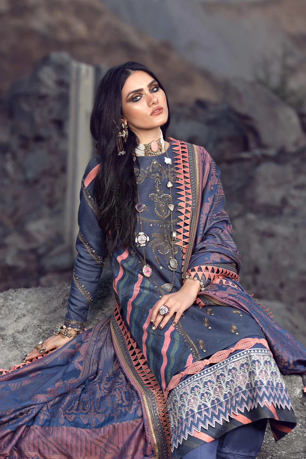 Shiza Hassan Stitched 3 Piece Embroidered Jacquard Suit SH21W 001 Alaya - Winter Collection