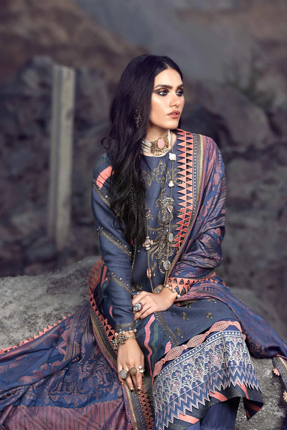 Shiza Hassan Stitched 3 Piece Embroidered Jacquard Suit SH21W 001 Alaya - Winter Collection