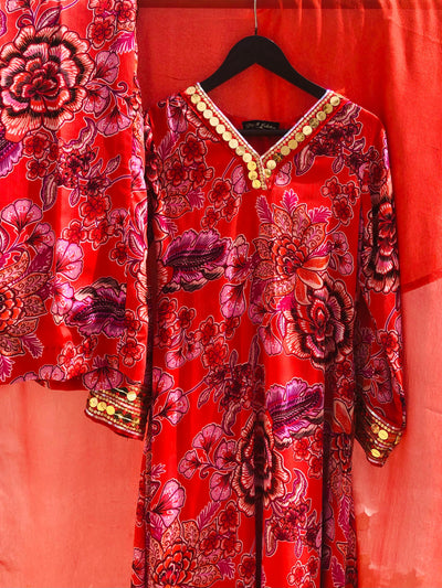 Stitched 3 Piece Printed Chiffon Suit SEC01 - Luxury D&M Signature Eid Collection MEDIUM