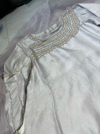 Stitched Pure Rawsilk Shirt & Pant Pairing with Pure Organza Dupatta - RTW-01 - Luxury D&M Signature Eid Collection D & M COLLECTION AND NIZAMI JEWELRY