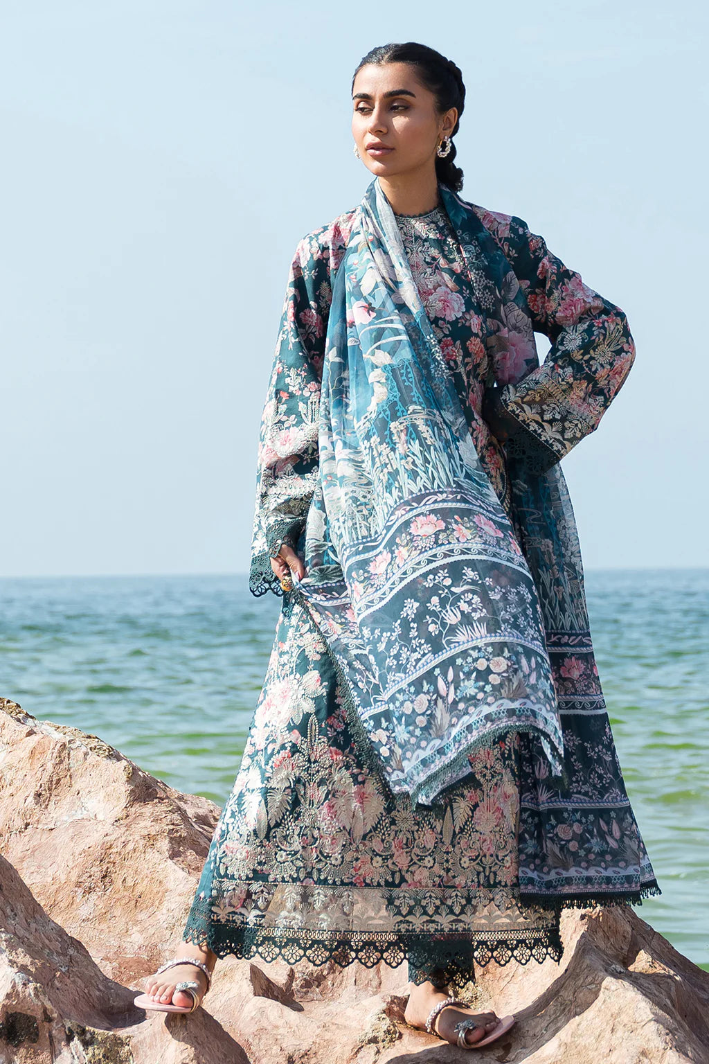 Summer Together By Afrozeh Stitched 3 Piece Embroidered Lawn Suit AF24ST Clover - Summer Collection