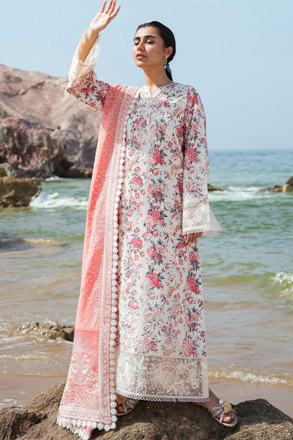 Summer Together By Afrozeh Stitched 3 Piece Embroidered Lawn Suit AF24ST Gardenia - Summer Collection