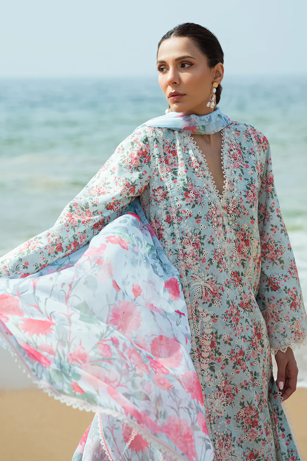 Summer Together By Afrozeh Stitched 3 Piece Embroidered Lawn Suit AF24ST Topaz - Summer Collection