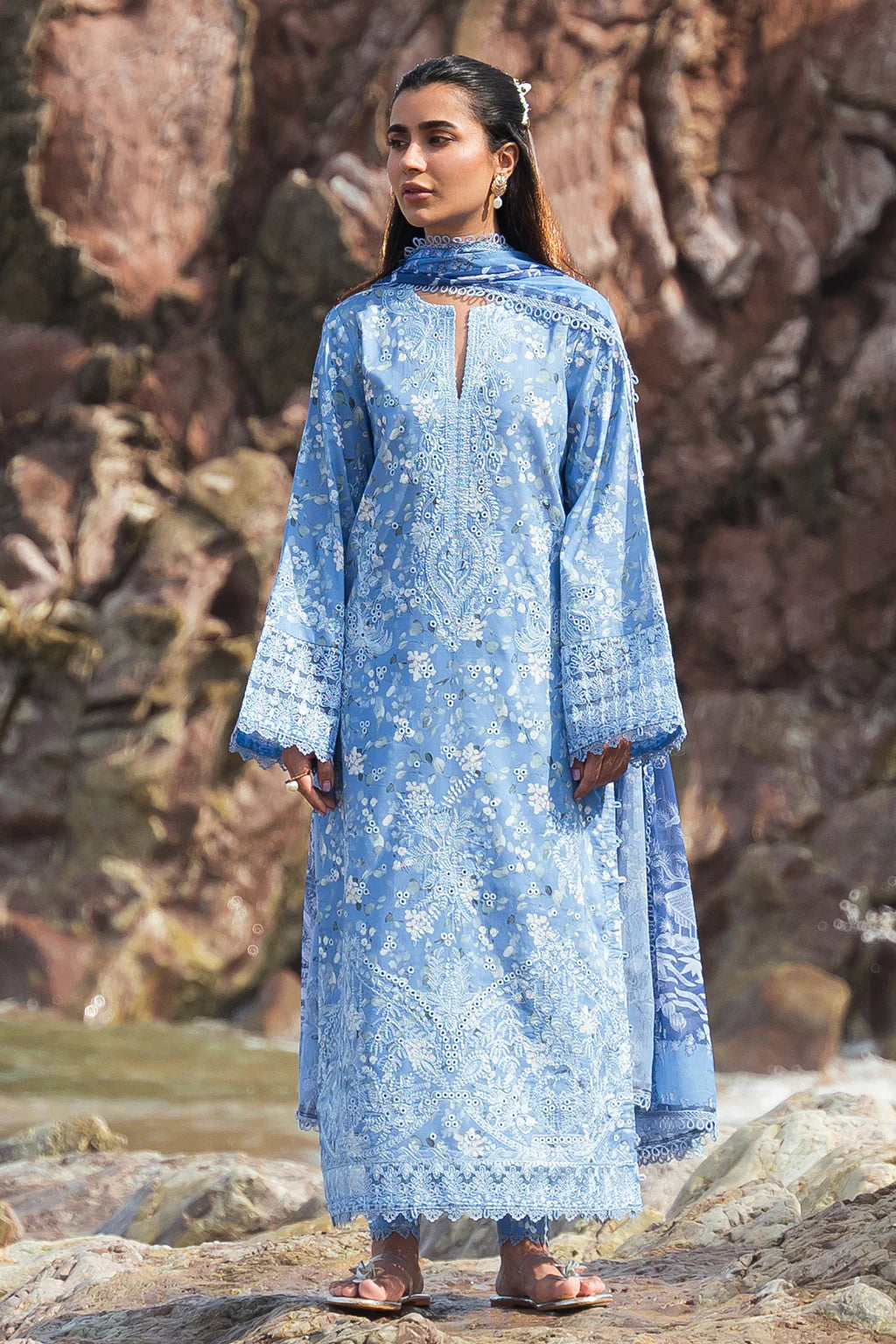 Summer Together By Afrozeh Stitched 3 Piece Embroidered Lawn Suit AF24ST Zale - Summer Collection