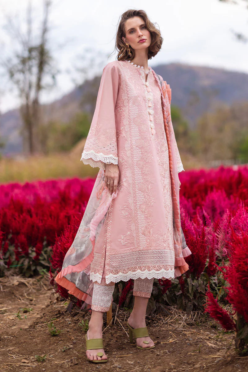 The Secret Garden by Mushq Stitched 3 Piece Embroidered Lawn Suit MQ24SG D-1A ROSEWOOD- Summer Collection