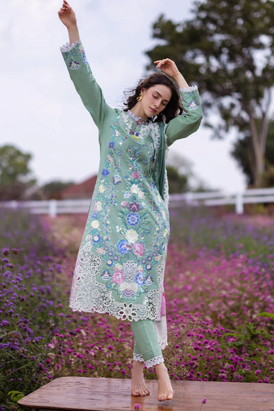 The Secret Garden by Mushq Stitched 3 Piece Embroidered Lawn Suit MQ24SG D-2A BRIMSTONE - Summer Collection