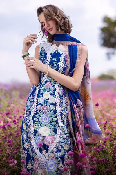 The Secret Garden by Mushq Stitched 3 Piece Embroidered Lawn Suit MQ24SG D-2B BLUE MORPHO - Summer Collection