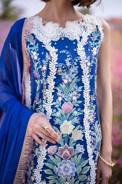 The Secret Garden by Mushq Stitched 3 Piece Embroidered Lawn Suit MQ24SG D-2B BLUE MORPHO - Summer Collection