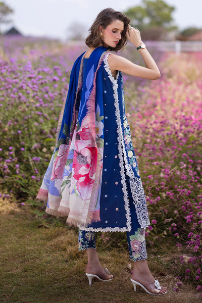 The Secret Garden by Mushq Stitched 3 Piece Embroidered Lawn Suit MQ24SG D-2B BLUE MORPHO - Summer Collection