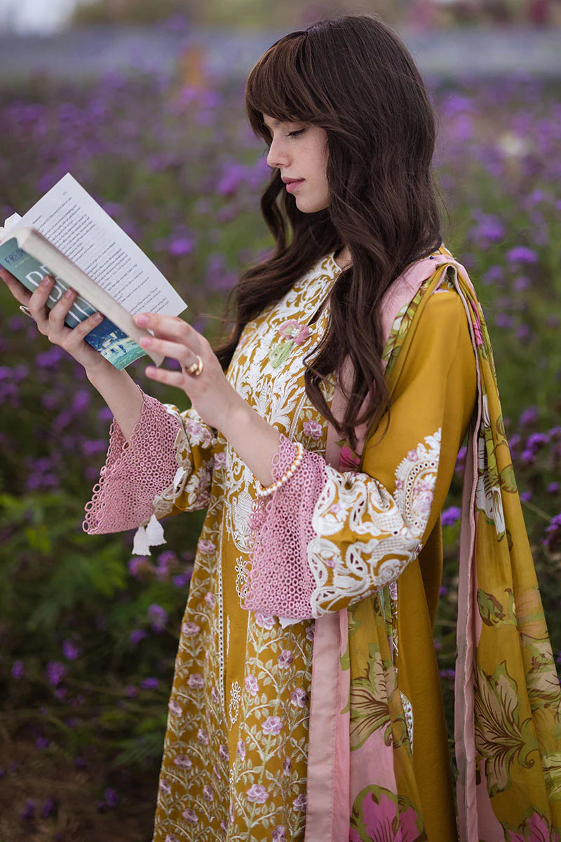 The Secret Garden by Mushq Stitched 3 Piece Embroidered Lawn Suit MQ24SG D-4B WHISPERING PETALS - Summer Collection