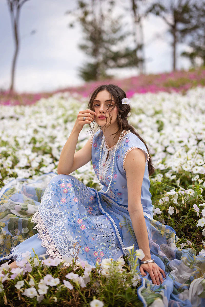 The Secret Garden by Mushq Stitched 3 Piece Embroidered Lawn Suit MQ24SG D-8A MYOSOTIS - Summer Collection