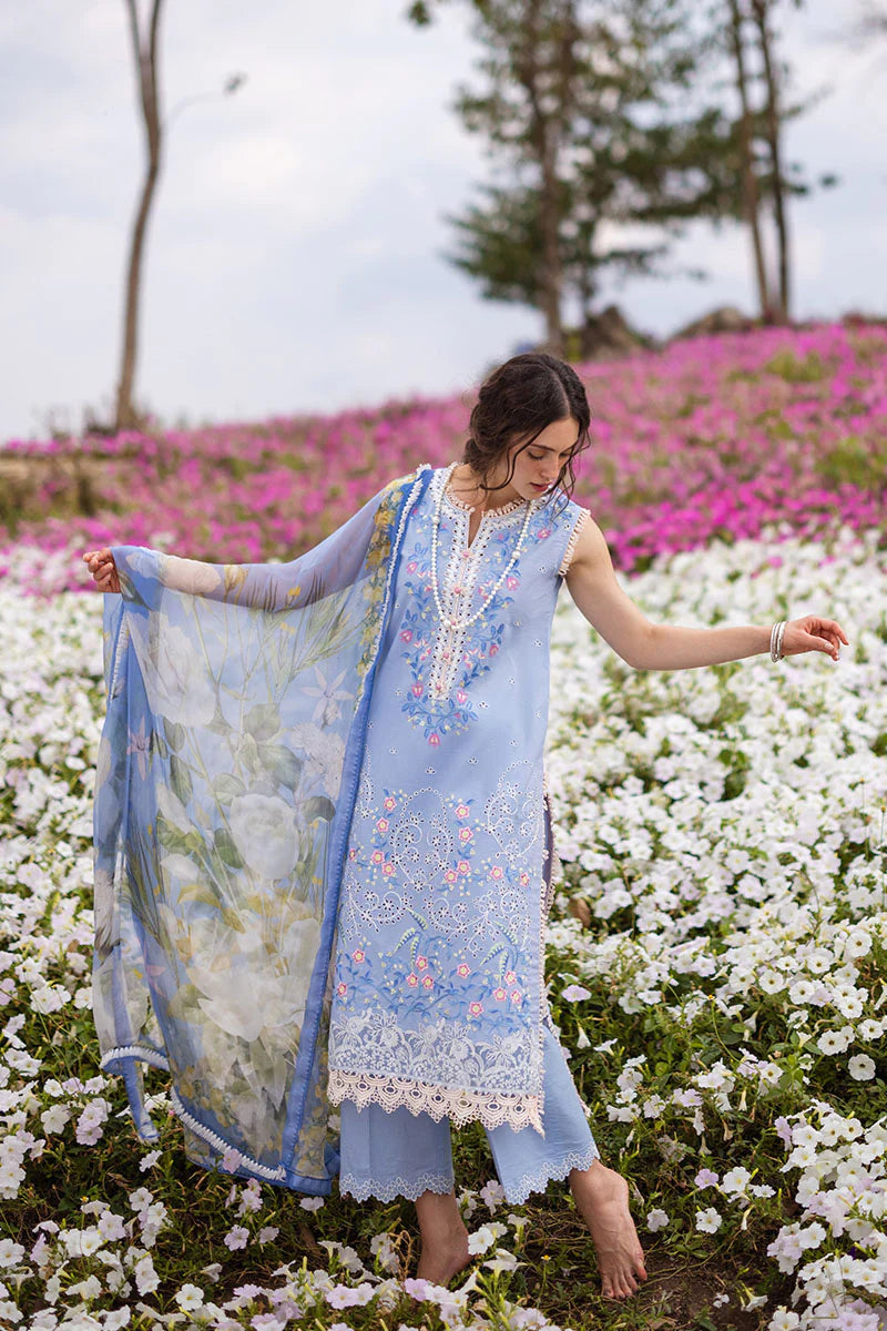 The Secret Garden by Mushq Stitched 3 Piece Embroidered Lawn Suit MQ24SG D-8A MYOSOTIS - Summer Collection