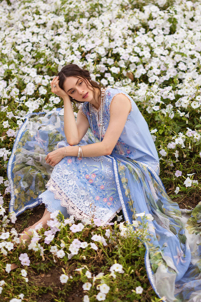 The Secret Garden by Mushq Stitched 3 Piece Embroidered Lawn Suit MQ24SG D-8A MYOSOTIS - Summer Collection