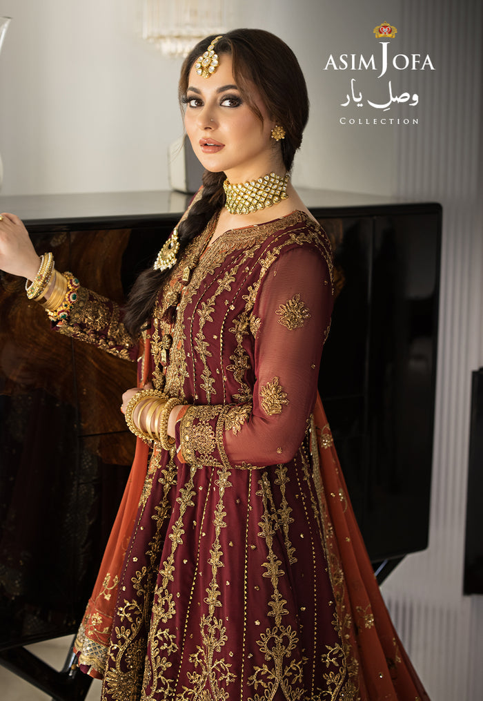 Vasl-e-Yaar By Asim Jofa Unstitched 3 Piece Embroidered Chiffon Suit AJ23VY AJDT-02 - Luxury Festive Collection