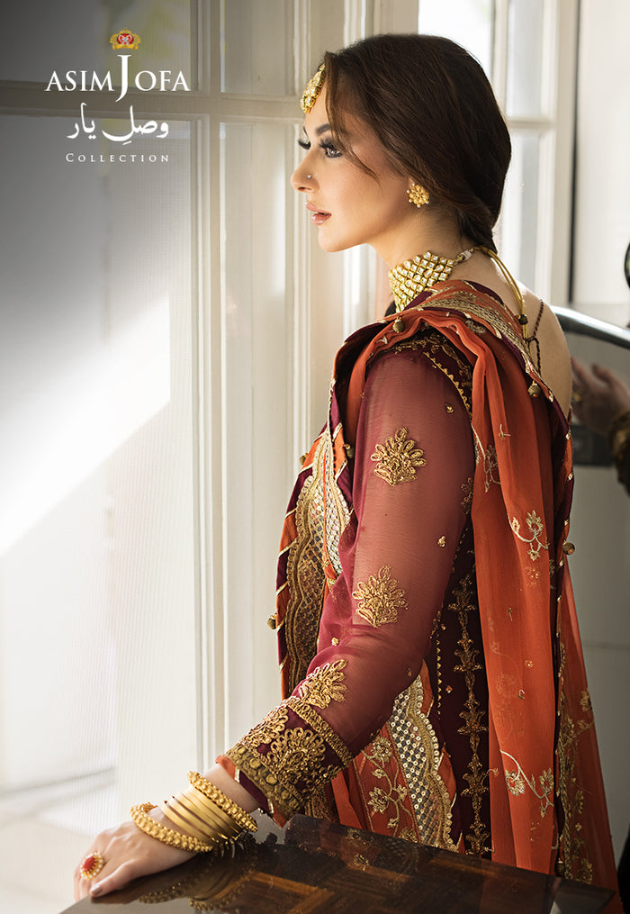 Vasl-e-Yaar By Asim Jofa Unstitched 3 Piece Embroidered Chiffon Suit AJ23VY AJDT-02 - Luxury Festive Collection