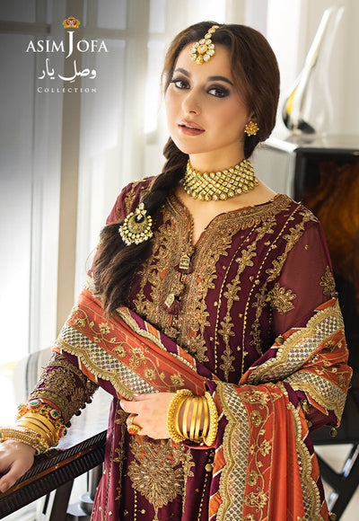 Vasl-e-Yaar By Asim Jofa Unstitched 3 Piece Embroidered Chiffon Suit AJ23VY AJDT-02 - Luxury Festive Collection