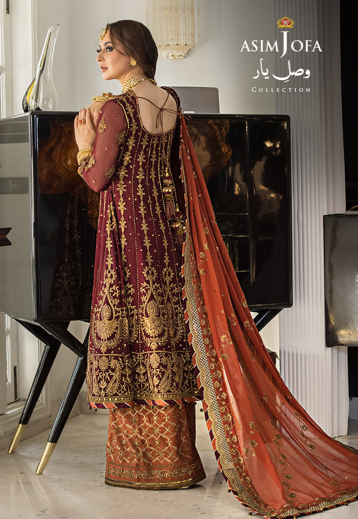 Vasl-e-Yaar By Asim Jofa Unstitched 3 Piece Embroidered Chiffon Suit AJ23VY AJDT-02 - Luxury Festive Collection