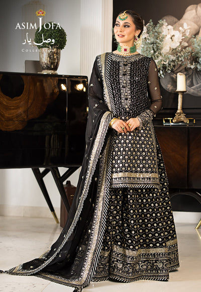 Vasl-e-Yaar By Asim Jofa Unstitched 3 Piece Embroidered Chiffon Suit AJ23VY AJDT-05 - Luxury Festive Collection