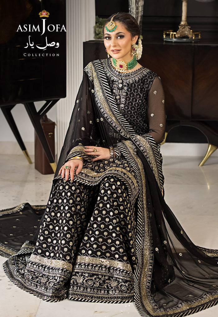 Vasl-e-Yaar By Asim Jofa Unstitched 3 Piece Embroidered Chiffon Suit AJ23VY AJDT-05 - Luxury Festive Collection