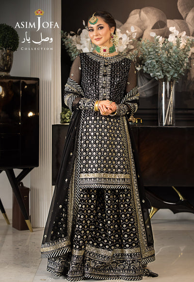 Vasl-e-Yaar By Asim Jofa Unstitched 3 Piece Embroidered Chiffon Suit AJ23VY AJDT-05 - Luxury Festive Collection