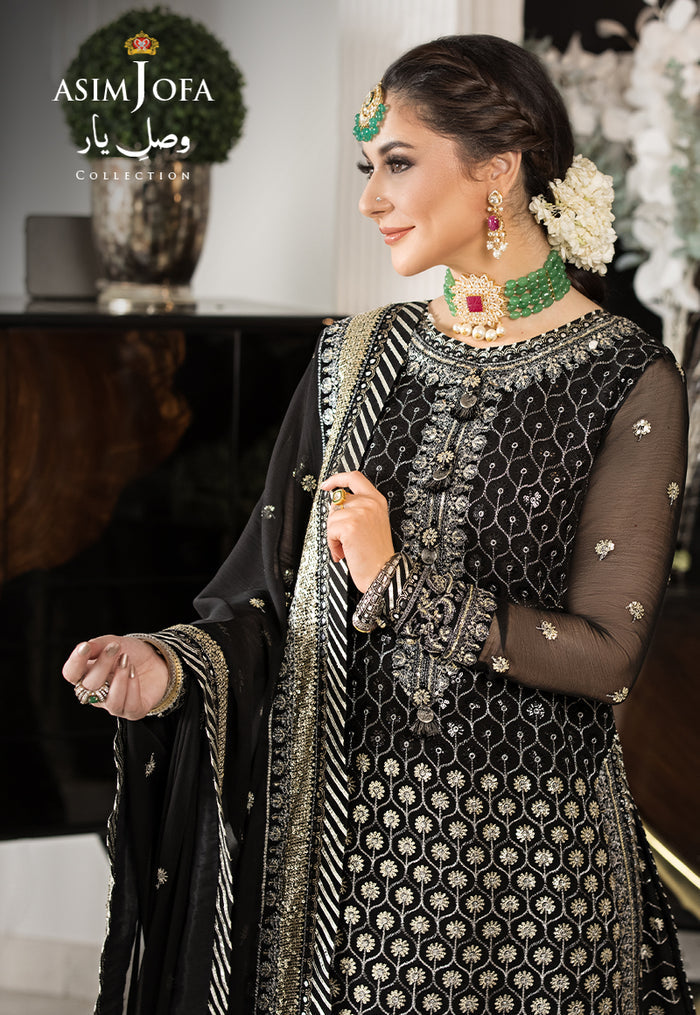 Vasl-e-Yaar By Asim Jofa Unstitched 3 Piece Embroidered Chiffon Suit AJ23VY AJDT-05 - Luxury Festive Collection