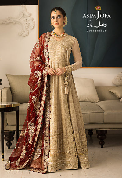 Vasl-e-Yaar By Asim Jofa Unstitched 3 Piece Embroidered Chiffon Suit AJ23VY AJDT-07 - Luxury Festive Collection