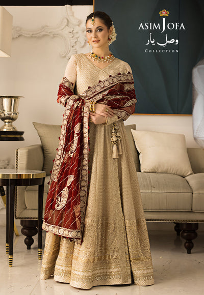 Vasl-e-Yaar By Asim Jofa Unstitched 3 Piece Embroidered Chiffon Suit AJ23VY AJDT-07 - Luxury Festive Collection