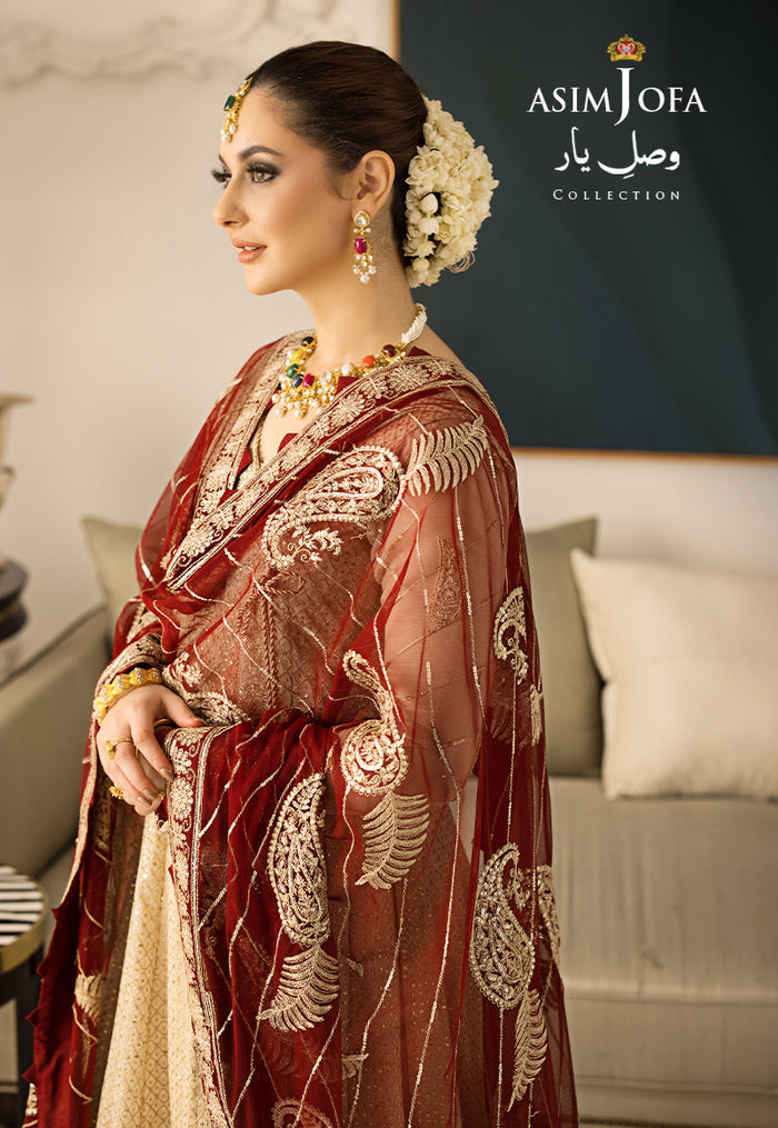 Vasl-e-Yaar By Asim Jofa Unstitched 3 Piece Embroidered Chiffon Suit AJ23VY AJDT-07 - Luxury Festive Collection