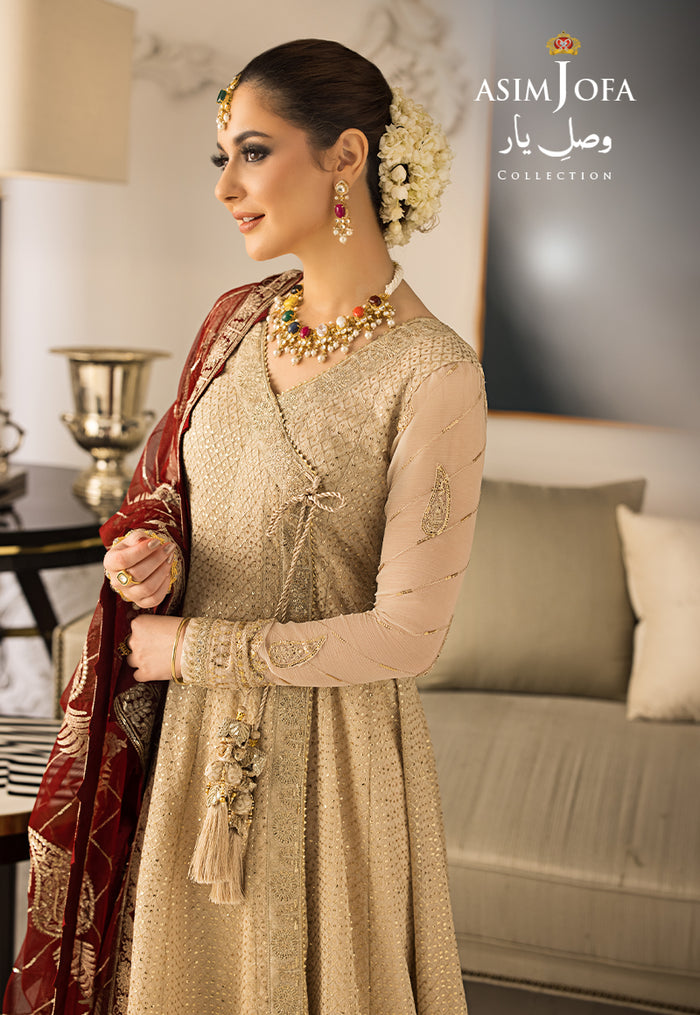 Vasl-e-Yaar By Asim Jofa Unstitched 3 Piece Embroidered Chiffon Suit AJ23VY AJDT-07 - Luxury Festive Collection