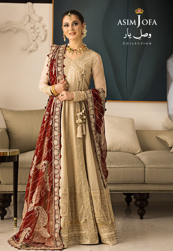 Vasl-e-Yaar By Asim Jofa Unstitched 3 Piece Embroidered Chiffon Suit AJ23VY AJDT-07 - Luxury Festive Collection