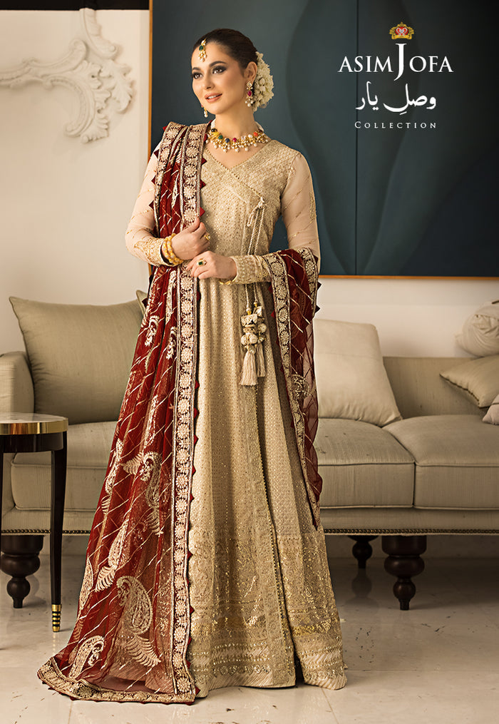 Vasl-e-Yaar By Asim Jofa Unstitched 3 Piece Embroidered Chiffon Suit AJ23VY AJDT-07 - Luxury Festive Collection