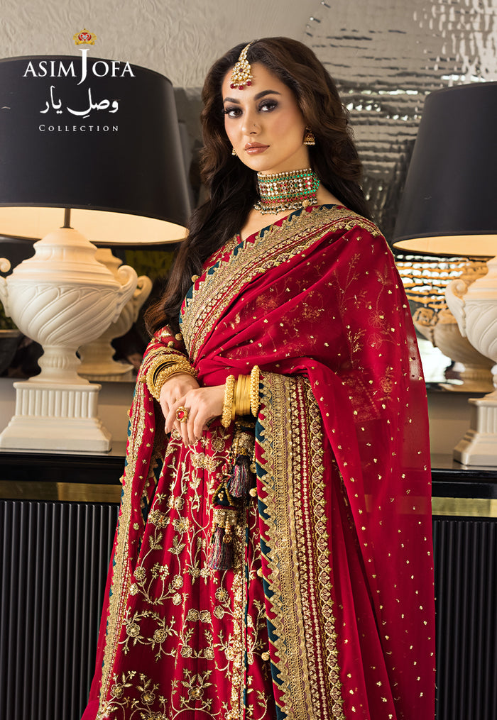 Vasl-e-Yaar By Asim Jofa Unstitched 3 Piece Embroidered Chiffon Suit AJ23VY AJDT-10 - Luxury Festive Collection