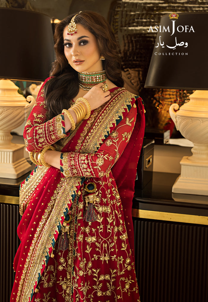 Vasl-e-Yaar By Asim Jofa Unstitched 3 Piece Embroidered Chiffon Suit AJ23VY AJDT-10 - Luxury Festive Collection