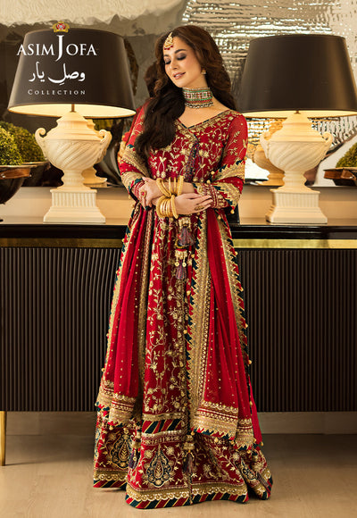 Vasl-e-Yaar By Asim Jofa Unstitched 3 Piece Embroidered Chiffon Suit AJ23VY AJDT-10 - Luxury Festive Collection