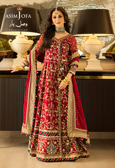 Vasl-e-Yaar By Asim Jofa Unstitched 3 Piece Embroidered Chiffon Suit AJ23VY AJDT-10 - Luxury Festive Collection